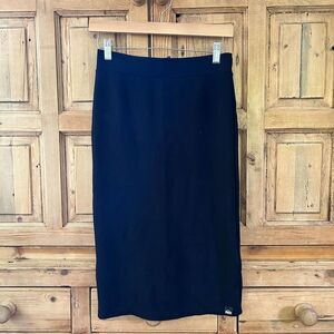 SuperDry Skirts Medium Black Pull On Elastic Waist Skirt Slit‎ Up The Back